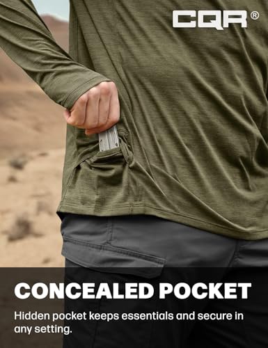 CQR Men's UPF 50+ Sun Protection Long Sleeve Quick Dry Athletic Shirts, Stretch Running Workout Hiking T-Shirts - color: Nightfall Soil Green, size: XX-Large