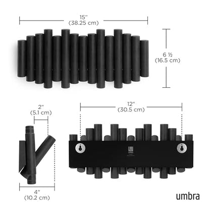 Umbra Picket Coat Rack, Wall Mount 5 Flip-Down Coat Hooks, Black - color: Black, size: 5-Hook