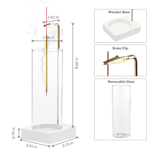 1 Pack Incense Holder for Sticks, Insence-Stick Holder Ash Catcher with Removable Glass [Anti-Ash Flying], Mess-Free Incense Burner Holder,Perfect for Meditation Yoga Relaxation,Home Decor(White Base) - size: Upside Down White