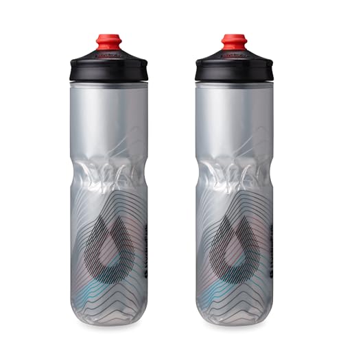 HydraPak | Polar Bottle - Polar Surge Insulated Bike Water Bottle 2-Pack - High Flow, Cycling & Sports Squeeze Bottle (Ascent Silver, 700ml / 24oz) - color: Ascent Silver, style: 24oz/700ml