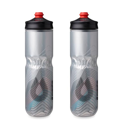HydraPak | Polar Bottle - Polar Surge Insulated Bike Water Bottle 2-Pack - High Flow, Cycling & Sports Squeeze Bottle (Ascent Silver, 700ml / 24oz) - color: Ascent Silver, style: 24oz/700ml