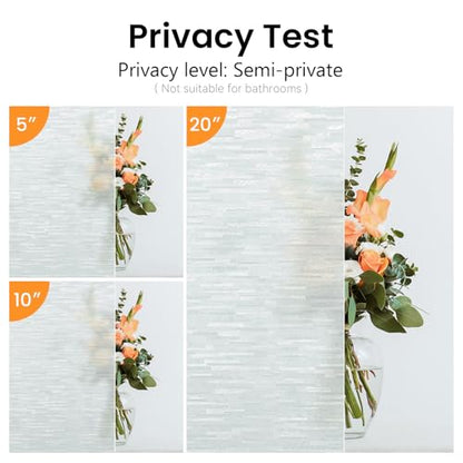 Haton Window Privacy Film, White Stripe Non-Adhesive, 17.5" x 78.7" | Static Cling Removable Frosted Glass Film, Blocks UV & Heat, Anti-glare Privacy Covering for Bathroom & Home Windows - color: White Stripe, size: 17.5" x 78.7"