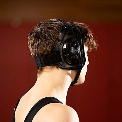 Matman Triforce Adult Wrestling Headgear – Men & Women’s Lightweight & Ergonomic Ear Guards for Wrestling, BJJ & MMA - color: Black