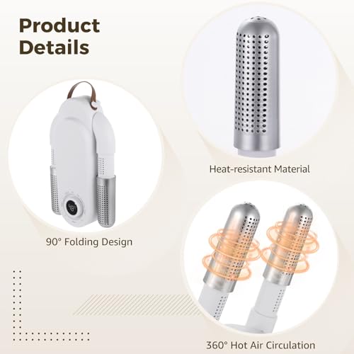 Boxing Glove Dryer with Intelligent Timer, Portable Boot Shoe Dryer with 360° Hot Air, Foldable Design for Gloves, Shoes, Socks