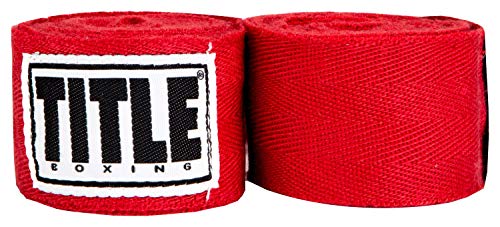 TITLE Boxing Traditional Weave Hand Wraps (Single Pair) - color: Red