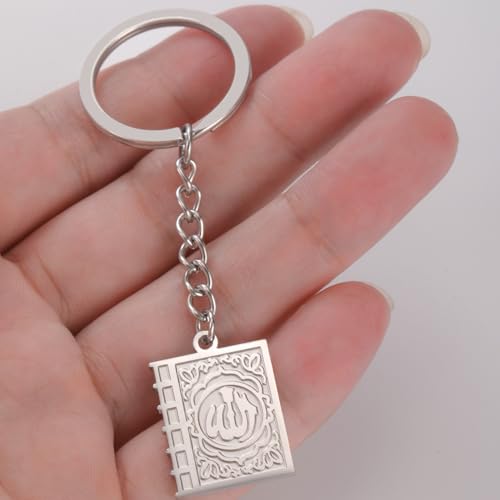 Keychain with Allah Square-shaped Keychain Islam Surah Koran Muslim Amulet Allah Keyrings Religious Keychain Jewelry - color: Allah-k-s