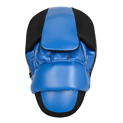 Curved Punching Mitts for Focused Hand Target Bag to Punch & Kickboxing, MMA Muay Thai Home Gym Training Pads for Men and Women - color: Black & Blue