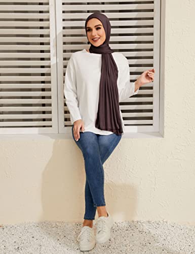 Txmout Premium Jersey Hijabs for Women - Cotton Muslim Scarfs - color: Chocolate