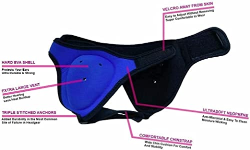 TMA Ear Guards for Grappling, BJJ and Wrestling, Neoprene Padded Headgear for Boxing Training, Sparring, Fighting, Martial Arts with Adjustable Strap, Ear Protection for Rugby, Judo, Jiu Jitsu - color: Blue