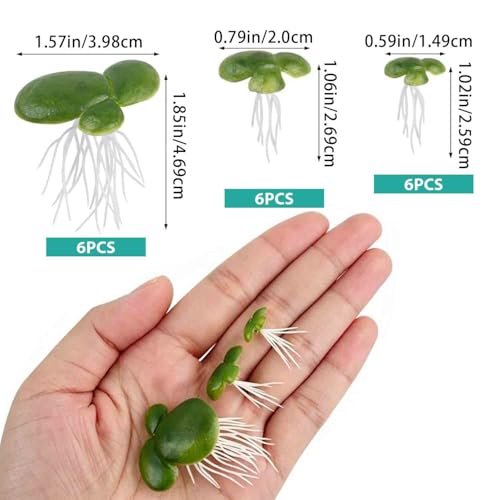 18 Pack Artificial Mini Duckweed with Root, Artificial Floating Plant Plastic Aquarium Simulation Floating Plants for Aquarium Tank Decor