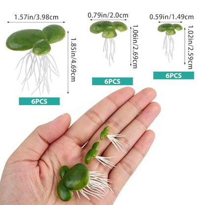 18 Pack Artificial Mini Duckweed with Root, Artificial Floating Plant Plastic Aquarium Simulation Floating Plants for Aquarium Tank Decor