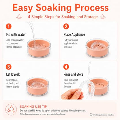 Retainer Soaking Case with Drain Basket, Leak-Proof Denture Bath Box with Magnetic Lid, Portable Cleaning Container for Aligners, Mouth Guard & Night Guard (Pink) - color: Pink