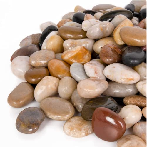 GASPRO 2.5lb Decorative Rocks for Planters, Pots Indoor, Landscaping in Garden, Vases, Aquarium, Polished River Stones, 1-1 3/4 Inch - color: Mixed, size: 2.5 Pounds