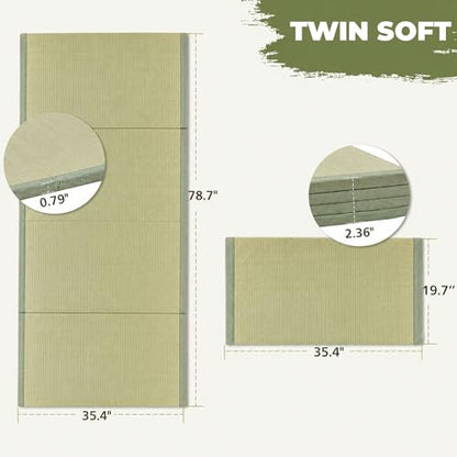 HAGiHARA Japanese Tatami Mat, Foam Board Filled Folding Floor Mattress, Rush Grass Futon, Traditional Tatami Pad for Meditation, Yoga, Sleeping, Summer Use, 35.43" x 78.74" x 1.38" - size: Twin XXL