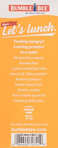 Bumble Bee Lunch On The Run Chicken Salad with Crackers Kit, 8.2 oz - Ready to Eat, Includes Crackers, Cookie & Mixed Fruit - Shelf Stable & Convenient Source of Protein (Pack of 6), Easy Open Cans - size: 8.2 oz (Pack of 6)