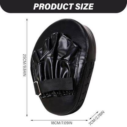 Boxing Pads Mitts, Leather Curved Focus Boxing Gloves, Shock-Resistant Thickened Punching Mitts, Taekwondo Equipment for Fighting or Striking Practice, Pads.