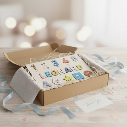 Puzzles for Toddlers Boy and Girl, Personalized Name Puzzle, 12 Month Toy, Gifts for 0 1 2 3 Years Old, Baby Gifts, Baby Shower, Christmas, NewBaby Gift, 0 3 6 9 12 18 24 36 Months - Set 6 - style: Shapes Numbers - 10 Figures