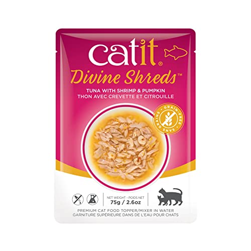 Catit Divine Shreds Premium Cat Food Topper, Tuna with Shrimp & Pumpkin - size: 1 Count (Pack of 1)