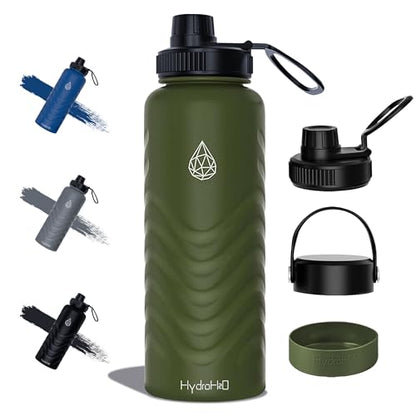 32oz Stainless Steel Insulated Water Bottle, 48H Ice Cold & 24H Hot, Leak-Proof Wide Mouth Lids (Straw & Spout), BPA-Free Bottles, Mens Water Bottle for Gym, Hiking, Travel - Green - color: Green, size: 32 Ounces