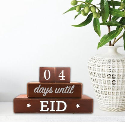 4 Pcs Ramadan Calendar Block Set, Ramadan Advent Countdown, Eid Calendar Countdown Calendar, Wooden Ornament Block Calendar of Islamic Months