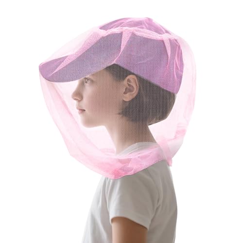 South to East Girl Mosquito Head Net for Insect 2 Pack for 5-12 yrs | Fly & Bug Protection, Ultra Large & Long, Extra Fine Holes for Camping, Hiking, Fishing, Safari, Fits All Hats, Pink - color: Pink