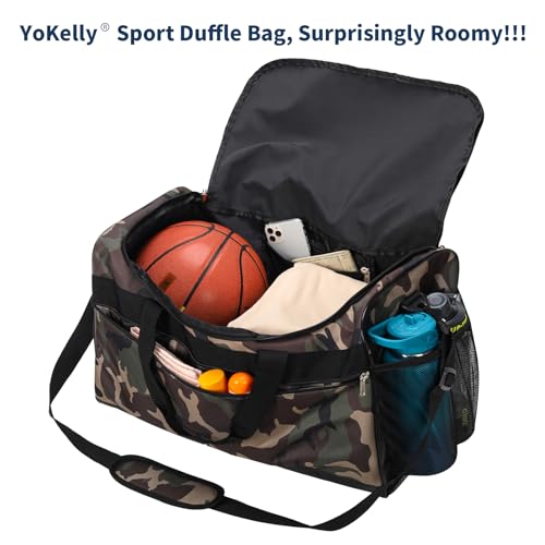 Mens Gym Bag 20 inch, Camo | 40L, Sport Duffle Bag for Men, Weekender, Travel - color: Camo