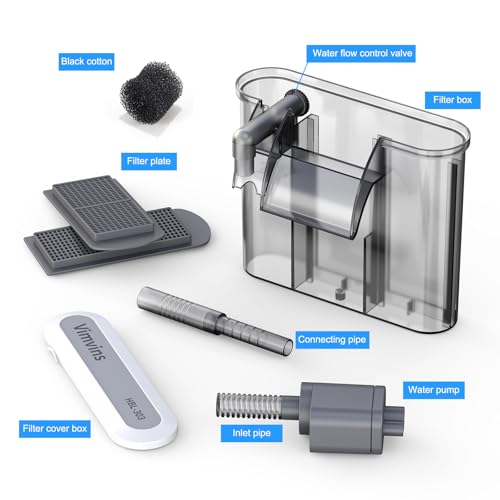 Vimvins Small Aquarium Filter, Quiet Fish Tank HOB Filters for 2 to 10 Gallon Aquariums, Adjustable Flow（Model: 302）
