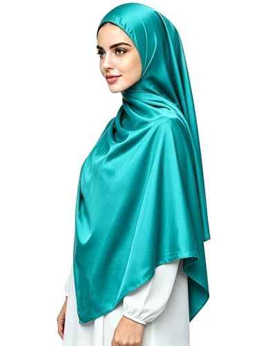 Lina & Lily Luxury Satin Hijab Head Scarf Shawl Wrap for Muslim Women Extra Long - color: Light Teal