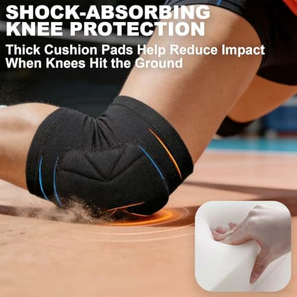 Volleyball Knee Pads for Men Women, Soft Sleeves with Thick Foam, Black M | Kneepads for Dance, Yoga, Basketball, Football, Cushioned for Adult Wrestling, Skating, Cleaning- Anti-Slip, Easy to Wear - size: Medium