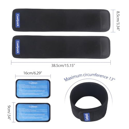 Comfpack Cold Therapy Wrap with 2 Packs for Pain Relief, Reusable Gel Ice Packs for Foot Plantar, Wrist, Ankle, Great for Sprains, Muscle Pain, Bruises, Injuries - size: Black, style: 2 Sleeves + 2 Gel Packs