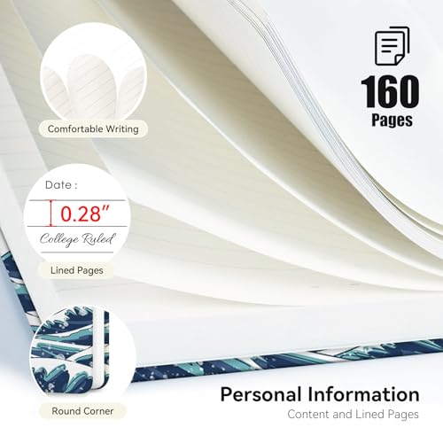 Lined Spiral Journal Notebook, A5 College Ruled Spiral Notebook for Women, Hardcover with Elegant Design for Work and Note-Taking, 5.5 * 8.25 inch, 160 Pages, Dinosaur Cat - color: Cat1