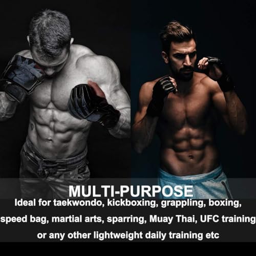 MMA Gloves, Half-Finger Boxing Fight Gloves MMA Mitts with Adjustable Wrist Band UFC Gloves for Sanda Sparring Punching Bag Training (One Size Fits Most) - color: Red