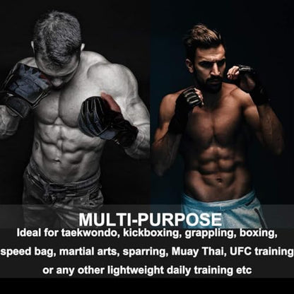 MMA Gloves, Half-Finger Boxing Fight Gloves MMA Mitts with Adjustable Wrist Band UFC Gloves for Sanda Sparring Punching Bag Training (One Size Fits Most) - color: Red