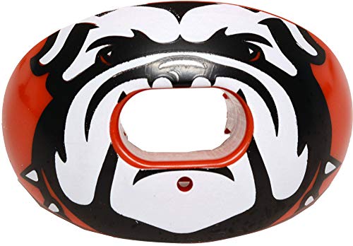Battle Sports Oxygen Football Mouthguard - Football Mouth Guard with Strap, Superior Airflow & Better Performance, Maximum Breathability, Works with Braces - Bulldog/Red