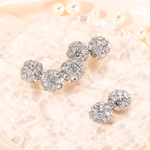 XIHIRCD 10 Sets Silver Wedding Veil Weights, Magnetic Pearls Double Sided Pearl Magnets Artificial Pearls Magnetic Button Strong Hijab Magnets for Wedding Dress Clothes Bridal Accessories