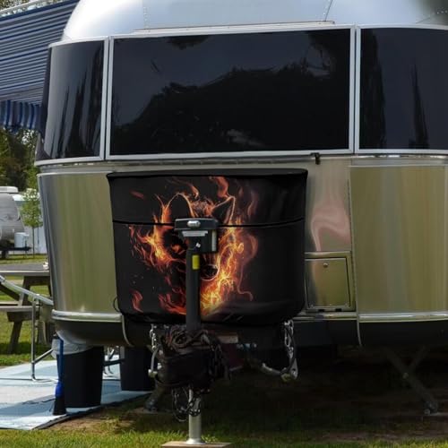 Fire Wolf Dual 20lb Propane Tank Cover with Zipper Dust-Proof Weather Resistant Gas Cylinder Cover Easy to Stall - color: Fire Wolf Print, size: S(20LB)