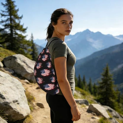 Foldable Storage Bag Drawstring Backpack American Flag Art, Large Capacity Lightweight Heavy Duty, for Travel Gym Hiking Beach - color: Color (41)