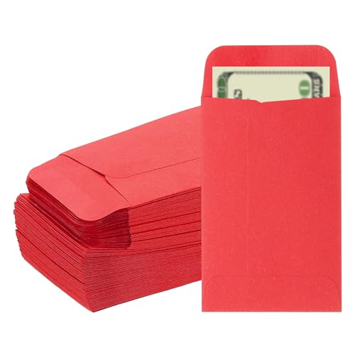 PATIKIL Money Envelope, 100 Pack 3.5" x 2.2" Cash Envelopes Money Holder Bags Budgeting Saving Challenge Letter for Gift Coins Checks Tickets Jewelry Passport Card, Red - color: Red, size: 3.5" x 2.2"