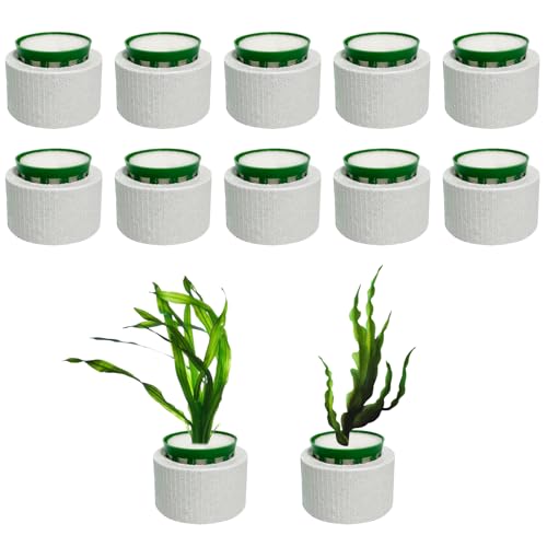 12 Pack New Upgrade Aquarium Plant Weights, Aquatic Plants Fixed Ring Set, Anti-Floating Ceramic Aquarium Plant Rings, Aquarium Landscape Decoration Fish Tank Accessories 1.8 x 1.3 Inch