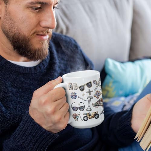 Personalized Father's Day Full Wrap Coffee Mug, Custom Name Ceramic Cup 11oz 15oz, Customized Hat And Sunglasses White Mug, Gift For Dad, Birthday Keepsake Mug For Men, Unique Mug - color: XUA-1124-3693-Father's Day Mug