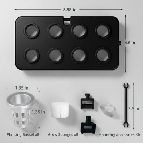 Multi-positional Aquarium Plant Holder Top Hanging Fish Tank Plant Holders Fits up to Fish Tank of Any Size ，8 Planting Spots, with 8 Sets of Baskets