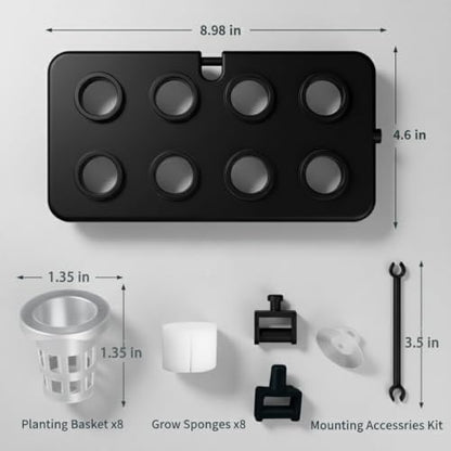 Multi-positional Aquarium Plant Holder Top Hanging Fish Tank Plant Holders Fits up to Fish Tank of Any Size ，8 Planting Spots, with 8 Sets of Baskets