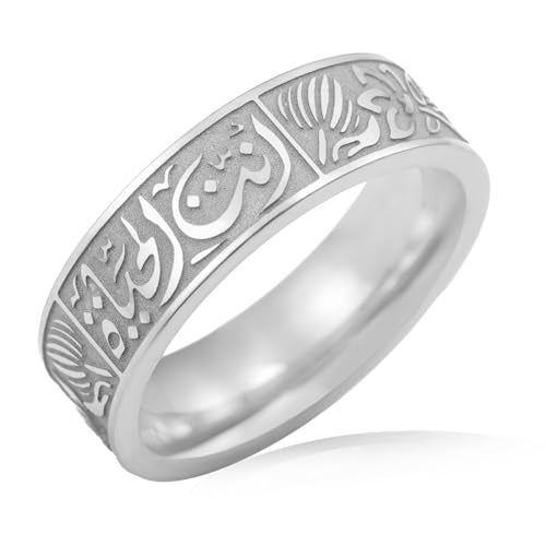 VASSAGO Stainless Steel Rings for Men Women Trendy Muslim Allah Ring Islam Arabic Shahada Ring Jewelry Gifts - color: silver, size: 10