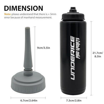 UICE Water Bottle with Straw,1 Liter Easy Squeeze Bottles for Hockey Straight Long Straw Built In Finger Grip,Sports Water Bottle for Football, Lacrosse, Boxing,Fitness-Black - color: black