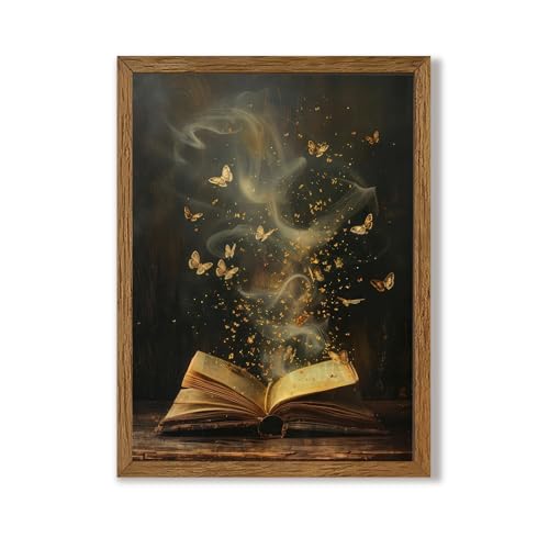 Urmoya Dark Academia Vintage Reading Book Butterfly Wall Art, 12x16 Inch - color: Book, size: 16"L x 12"W