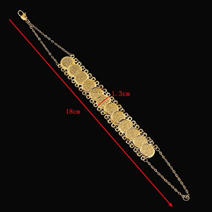Small Cute Gold Plated Islamic Muslim Arab Money Coins Bracelet for Women Jewelry Bangle - style: Style F