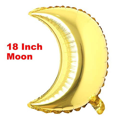18 inch moon Eid Al-Fitr holiday aluminum foil helium balloons birthday holiday party supplies wedding layout decoration (18 inch Moon Gold) - color: 18 Inch Moon Gold