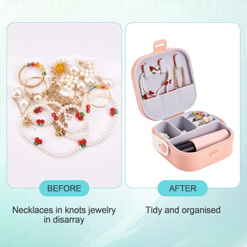 Silicone Jewelry Boxes Present Box,PU Leather Travel Jewelry Case,Mini Jewelry Box Travel Jewelry Box Jewelry Gift Boxes Necklaces Earrings Bracelets Boxes for Women,Pink - color: Pink