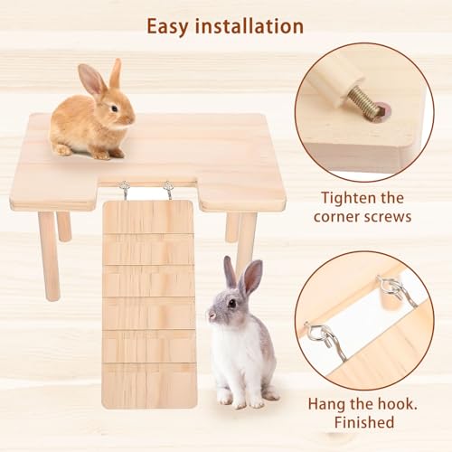 Reptiles Hideout Wooden with Climbing Ramp Bearded Dragon Hide Cave Wood Aquariums & Terrariums Accessories for Bearded Dragons Leopard Geckos Lizards Turtles Hamsters(U-Shape)
