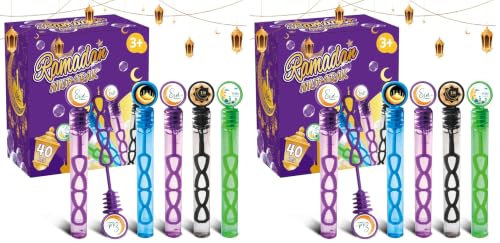 40Pcs Eid/Ramadan Mubarak Bubble Wands, Mini Bubble Wands for Eid Party Favors, Islamic Gift Toys for Girls Boys Kids Toddler Adults, Party Bag Stuffers Goodie Bag Filler, Classroom Prizes (Pack of 2) - size: 4 inches (Pack of 2)